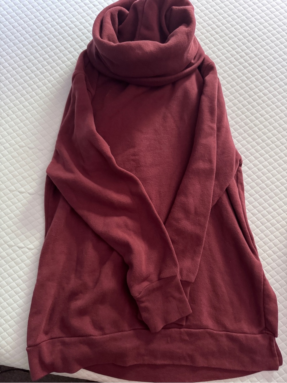 Cozy Cowl Neck Sweater Tunic - Wine